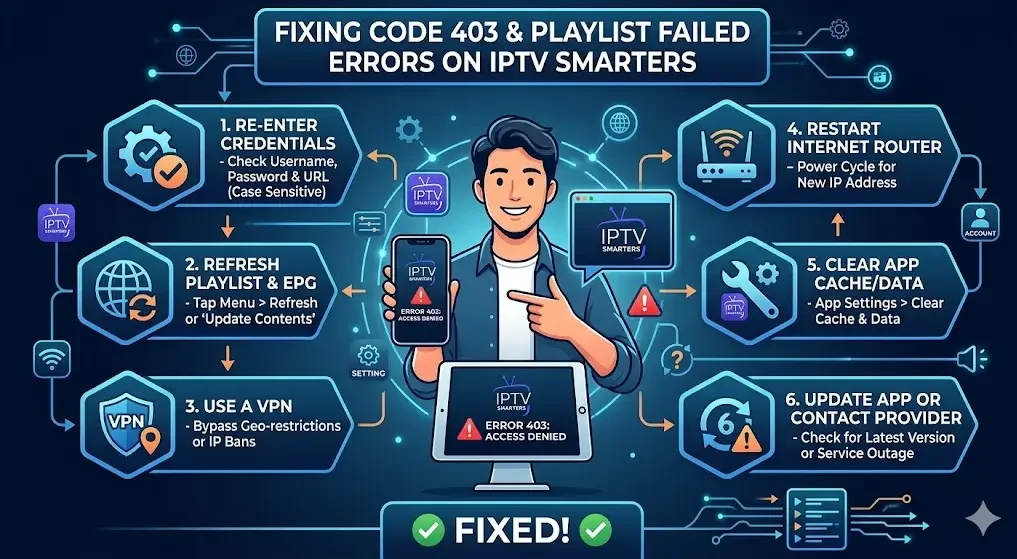 Fix Code 403 & Playlist Failed Errors on IPTV Smarters