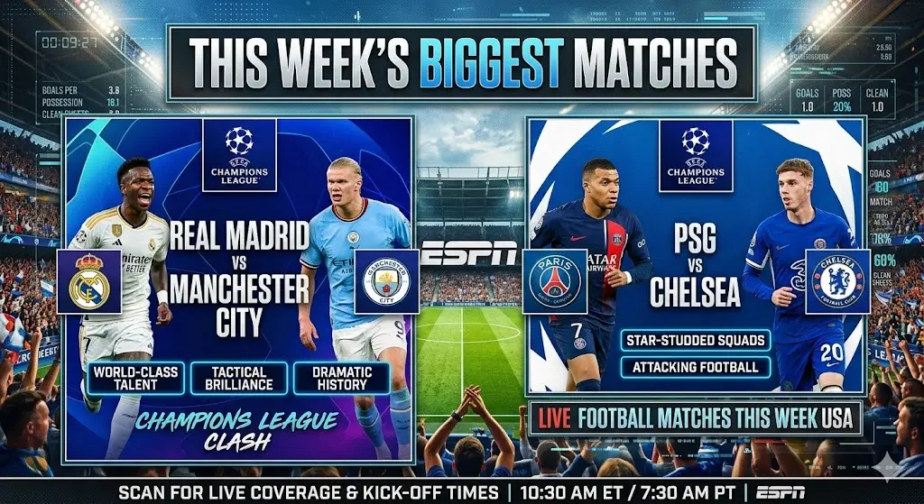 Live Football Matches This Week (USA & UK Viewers Guide)