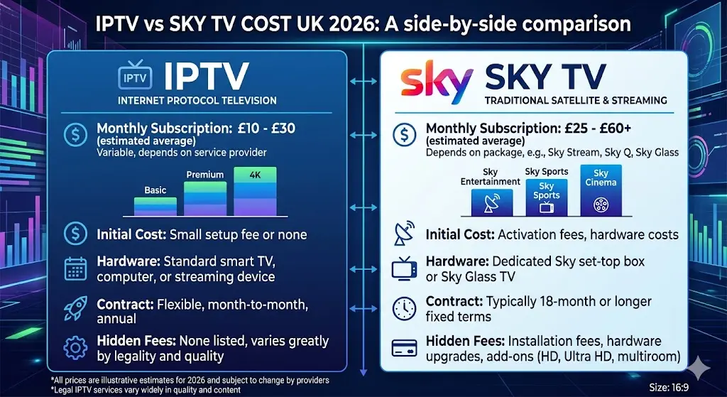 IPTV vs Sky TV Cost UK 2026